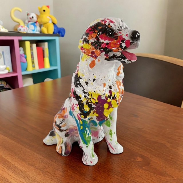 Estatuas de Perros Coloridas Figuras de Animales Decoración de Mesa Muebles Figuras de Cachorros Figuras de Graffiti Escultura para Fiesta de inaugura Estilo C