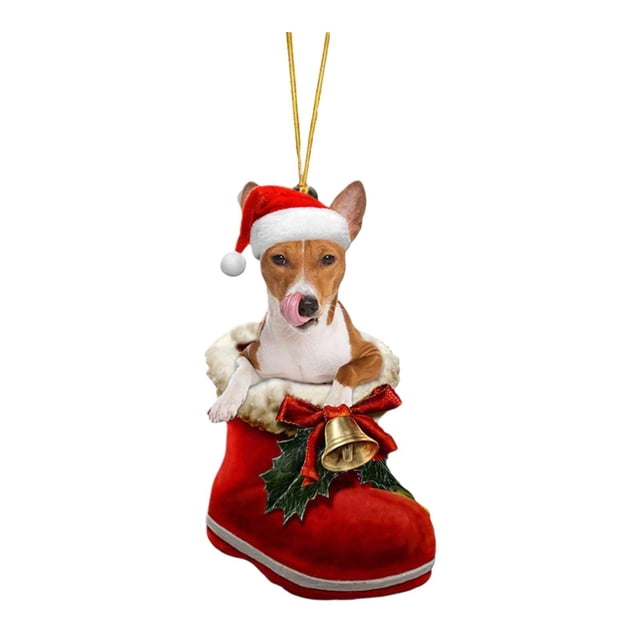 Adorno Navideño Colgante con Forma de Perro Perfecl Decoración para Navidad Estilo A