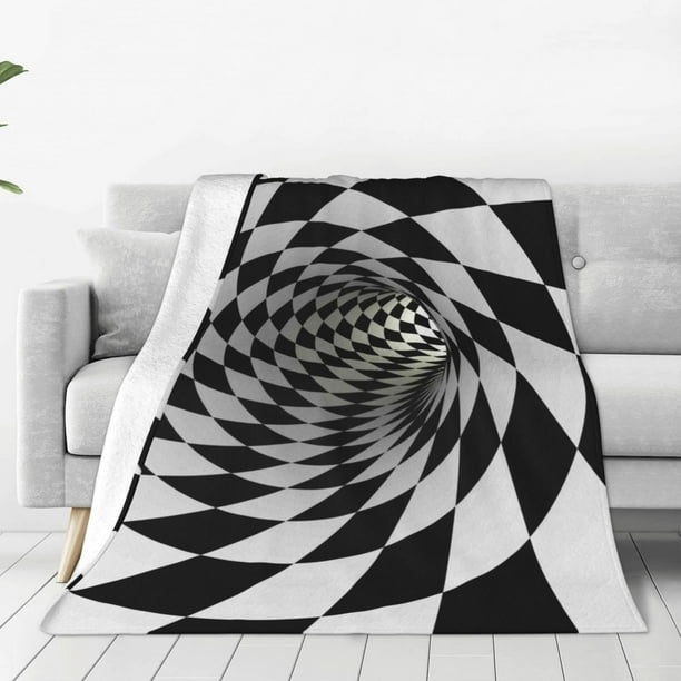 Fotbe 3D Vortex Illusion Manta de Franela Acolchonada con Estampado, Súper Suave y Esponjosa, Extra Grande para Sofá, Cama, Uso Todo el Año-80"x60"