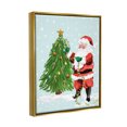 thumbnail image 3 of Snowy Santa Claus Tree Scenery Holiday Graphic Art Metallic Gold Framed Art Print Wall Art, 3 of 6