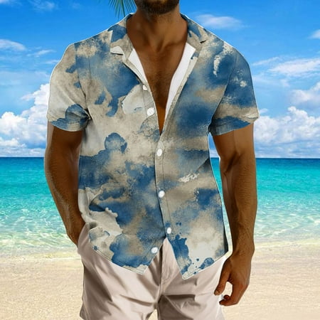 UVEASISHA Men Hawaiian Shirts Short Sleeve Big and Tall Mens Bowling Shirt Retro Tropical Print Hawaiian Shirts Summer Casual Button Down Shirts Beach Shirts