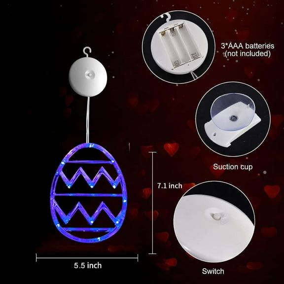 Arestory Easter Decorations Window Lights 1 Pack, Easter Egg Lights Battery Operated with Suction Cup, Large Plastic Blue Easter Egg Hanging Lights for Indoor Outdoor Home Door Classroom Decor