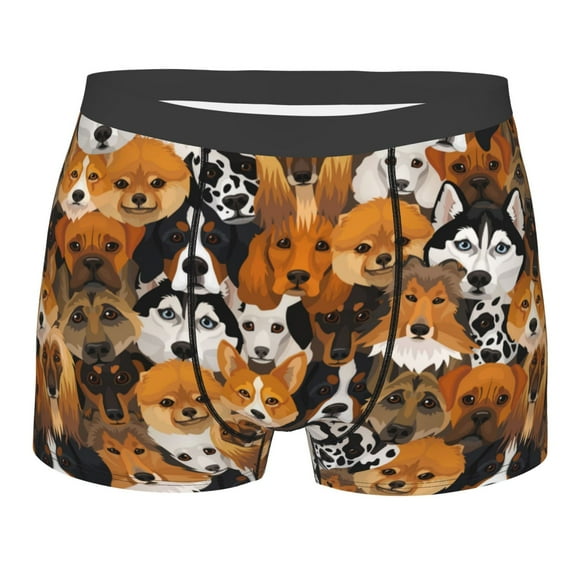 Naloa Dogs Different Breeds Print Mens Underwear - Boxers for Men, Classic Briefs for Men