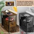 thumbnail image 3 of Devo 3-Tier End Table with Drawers and Charging Station, Narrow Wooden Side Table with Open Storage Shelf and USB Ports& Power Outlets Side Table Nightstand Sofa Table for Living Room, Bedroom, 3 of 10