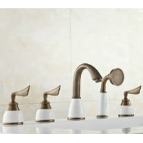 Juno Three Handles Antique Brass Bathtub Faucet With Hand shower
