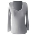 thumbnail image 5 of Arlun,Womens Long Sleeve Tight Stretchy T Shirts Deep V Neck Ribbed Knit Fall Casual Thin Slim Fit Basic Tshirts 2025 Soft Lightweight Comfortable Solid Color Lounge Tops Grey S, 5 of 5