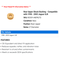 thumbnail image 2 of Rear Upper Shock Bushing - Compatible with 1998 - 2003 Jaguar XJ8 1999 2000 2001 2002, 2 of 2