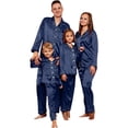 thumbnail image 3 of MEZZALL Women Satin Silk Button Down Pajama Sets Solid Color 2 Piece Sleepwear Loungewear Long Sleeve Lapel Shirts With Pants Family Matching Nightwear, 3 of 8