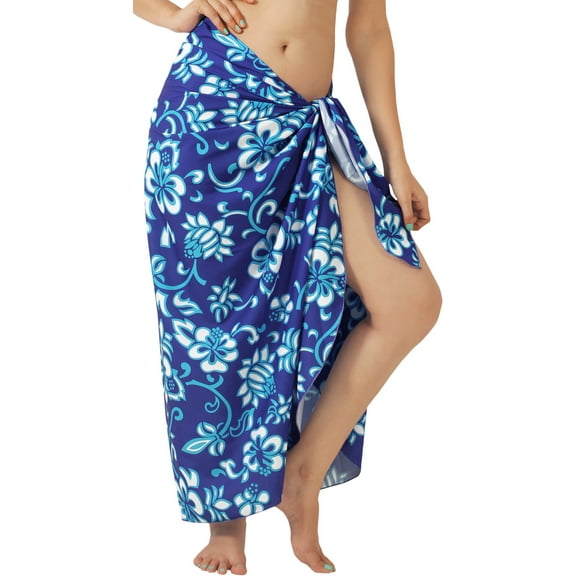 HAPPY BAY Women's Bikini Beach Wrap Cover up Swimwear Bathing suit Summer Wraps Swimsuit Sarong Skirts for Women One Size Hibiscus, Blue
