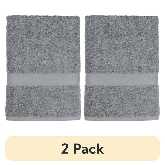 (2 pack) Mainstays Basic Bath Sheet,Soft 100% Cotton and Highly Absorbent Bath Sheet, Grey