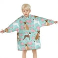 thumbnail image 3 of Cute Boxer Dog and Flowers Florals Blanket Hoodies for Kids 6-13YR Oversize Wearable Blanket Hoodies for Boys Girls Teens, 3 of 7