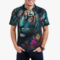 thumbnail image 1 of Fotbe Colorful Flower Tiger Pattern Men’s Golf Polo Shirt – Breathable Performance Golf Shirt with Button-Down Collar-4X-Large, 1 of 6