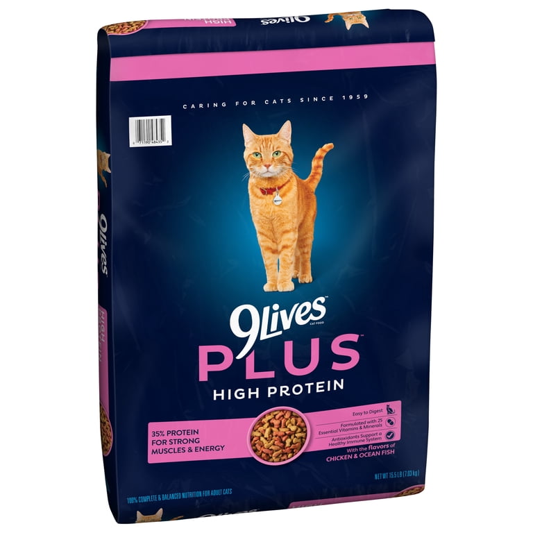 キャットフード LeLis 9Lives PLUS High Protein Dry Cat Food, 15.5 lb. Bag - Walmart.com