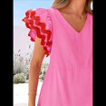 thumbnail image 4 of Vestido Midi Informal de Verano 2025 para Mujer, con Escote en V, Corta, Volantes, Corte A, . Rosa L, 4 of 10