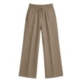 thumbnail image 5 of Hxshgdsn Wide Leg Long Sweatpants for Womens Solid Elastic Waist Drawstring Wide Leg Flowy Pants with Pockets Loungewear（Khaki/2XL）, 5 of 10