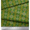 thumbnail image 3 of Soimoi Green polyester Crepe Fabric Floral & Stripe Printed Craft Fabric 1 Yard 42 Inch Wide, 3 of 3