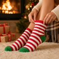 thumbnail image 4 of Women Christmas Fuzzy Slipper Socks, Plush Fluffy Cozy Home Sleeping Socks, Soft Warm Winter Indoor Socks, Assorted Holiday Theme Designs, Perfect Stocking Stuffer for Holiday Season H, 4 of 5