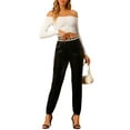 thumbnail image 2 of INSPIRE CHIC Women's High Elastic Waist Contrast Hearts Velvet Long Jogger Pants Black XL, 2 of 6