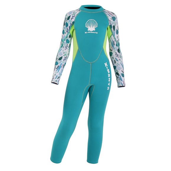 Amdohai Girls Wetsuit Long Sleeve Diving Swimsuit with Back Zipper Quick Dry One Piece Surf Suit for Water Sports