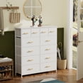 thumbnail image 2 of YILQQPER 12 Drawer Fabric Dresser Accent White Dresser Chest Storage Organizer for Bedroom with WoodBoard and Artificial Leather for Living Room, Hallway, Entryway, Closet, Nursery, Kids Bedroom, 2 of 7