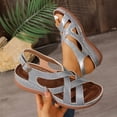 thumbnail image 5 of Women's Wide Width Crossover Strap Wedge Sandals, Comfortable Open Toe Adjustable Ankle Strap Roman Shoes for Spring & Summer, Multi-Color, 5 of 10