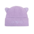 thumbnail image 5 of Baby Knit Beanie Cat Ear, Toddler Newborn Winter Warm Cute Ears Love Heart Embroidered Infants Cap, Purple 0-6 Months, 5 of 8