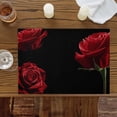 thumbnail image 2 of Placemats for Dinning Table Set of 8, Red Rose Vintage Abstract Garden Flower Floral Black Burlap Kitchen Place Mats Waterproof Cloth Table Mats, Indoor Outdoor Placemats Easy Clean Dinner Decor, 2 of 8