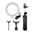 thumbnail image 2 of Amdohai 10 Inch Metal LED Ring Light 3 Modes 10 Levels Brightness USB Powered with 50cm Light Stand + Ballhead Adapter + 2pcs Flexible Phone Holder for Live Streaming Video Recording Network Broadc, 2 of 7
