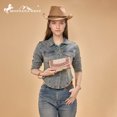 thumbnail image 6 of Montana West Wristlet Wallet for Women Western Floral Tooled Cowhide Large Trifold Purse with ID Window, Pink, 6 of 6