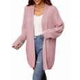 thumbnail image 2 of Womens Oversized Cardigan Sweaters Open Front Cable Knit Lantern Long Sleeve Chunky Outwear Coats Pink L, 2 of 10