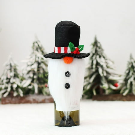 

〖CFXNMZGR〗Home Decor Event Party Christmas Decorations Faceless Doll Forest Man Red Wine Bottle Set Santa Wine Bottle Bag Table Dress Up Props