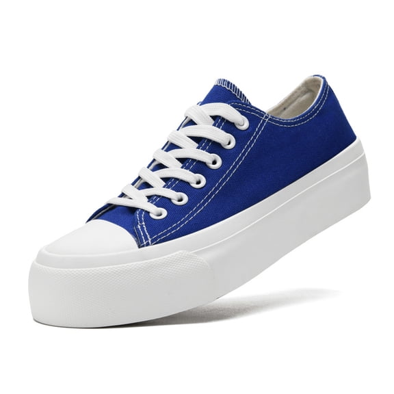 Women’s Men’s Platform Sneakers Low Top Canvas Shoes Unisex Adults Lace Up Casual Shoes Breathable Platform Walking Sneakers