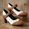 thumbnail image 3 of SACFOF Women's Comfortable Mary Jane Pumps Vintage Cutout Closed Toe Kitten Heels for Dressy Office Work, 3 of 6