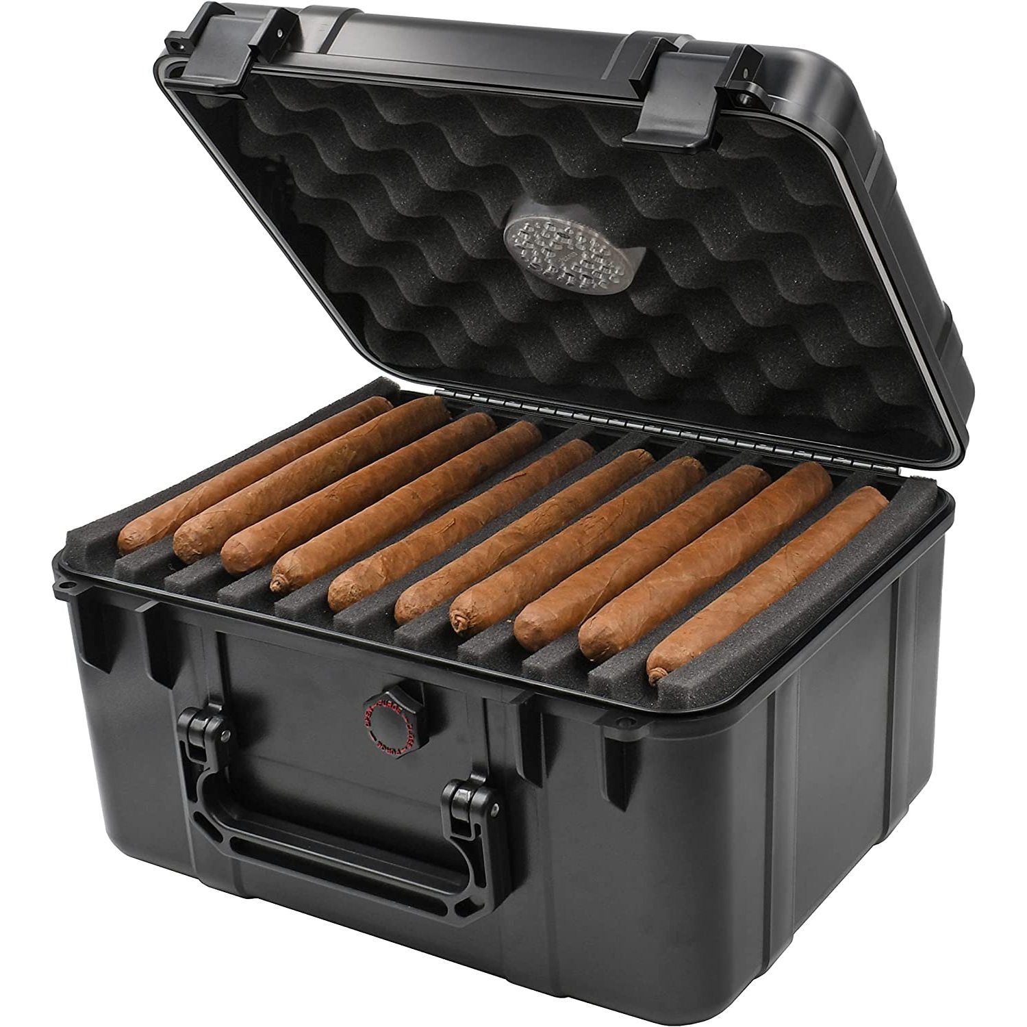 Travel Humidor for 60 Cigars, New Slim Design, High Density Foam