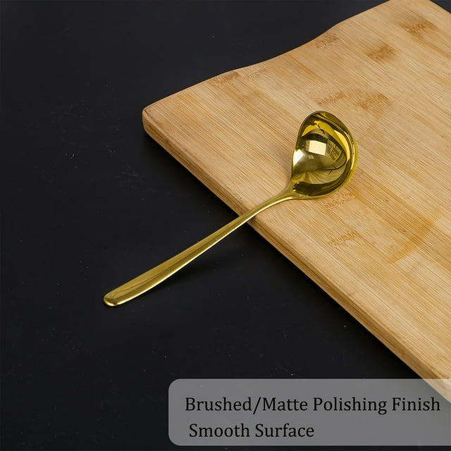 Unique Bargains 7.8' Stainless Steel Soup Ladle Spoon Hand Restaurant Kitchen Scoop Utensil Cooking Supplies Gold Tone