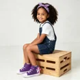 thumbnail image 6 of FUNCOO PLUS Toddler Kids Sneakers Girls High Top Canvas Shoes, Purple, Size 12, 6 of 6