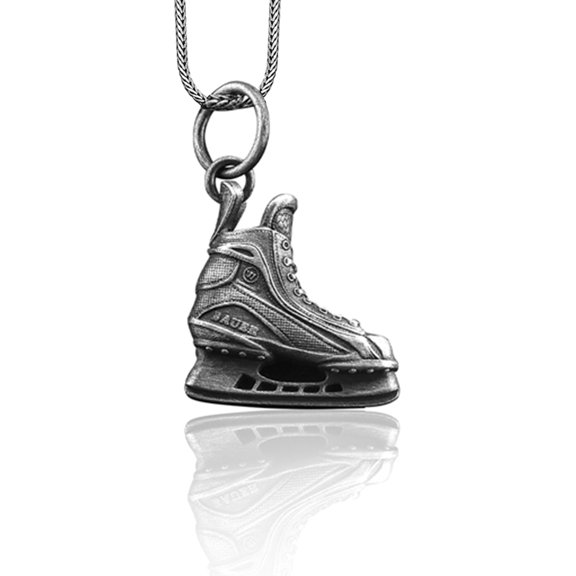 Ice Hockey Skate Silver Necklace, Ice Hockey Jewelry, Hockey Skate Handmade Silver Charm, Sports Lover Necklace, Bauer Hockey Skate Pendant