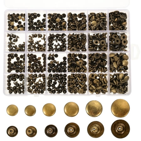 

360pcs Purse Bags Repair Double Cap Rivets Metal Button Round Rapid Rivet