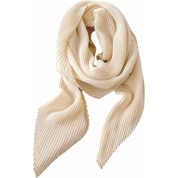 Beige Striped Cotton Scarf – Lightweight Triangle Scarf for Women and Men (1Pcs, B)