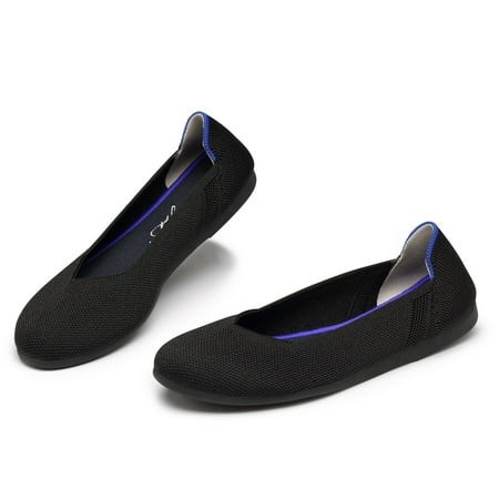 

Zhabtuc Women s Knit Flats Round Toe Knit Ballet Flats Shoes Black Size 9