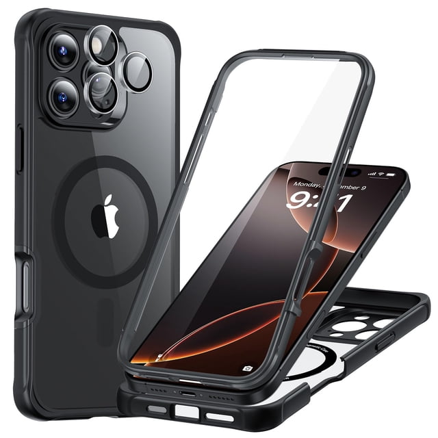 Funda de teléfono ESR para iPhone 16 Pro con vidrio templado negro transparente