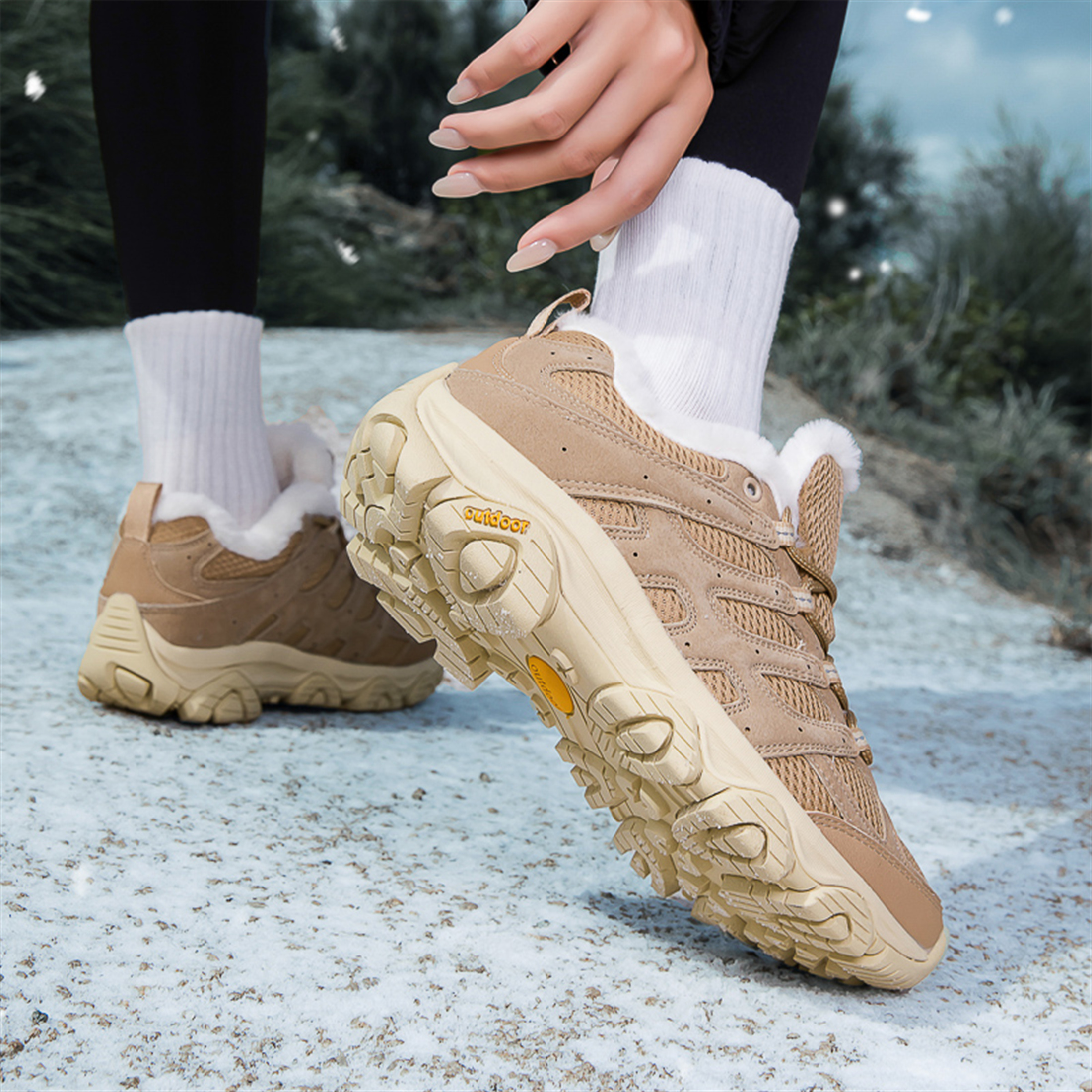YOURDIARY Womens Mens Winter Hiking Shoes Comfortable Warm Walking Shoes