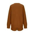 thumbnail image 6 of The Big Save of The Day kttectoa Outfits for Women Womens Athleisure Clothing Trendy Casual Outfits Lounge Sets Solid Long Sleeve Round Neck Pullover Tops and Shorts Two Piece Outfits for Women, 6 of 7