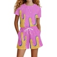 thumbnail image 2 of YuYuBao Toddler Girls Outfits Sets Summer Ice Cream Print Short Sleeve Tshirts With Shorts Set Daily Wear Kids Girls Clothes Matching Outfits, 10-11 Years, 2 of 3