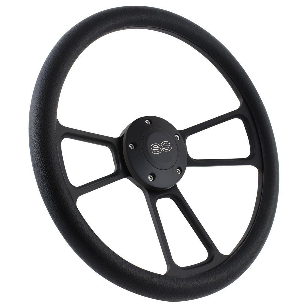 14 Billet Aluminum Black Steering Wheel Set Chevy Ii Impala Ss Nova