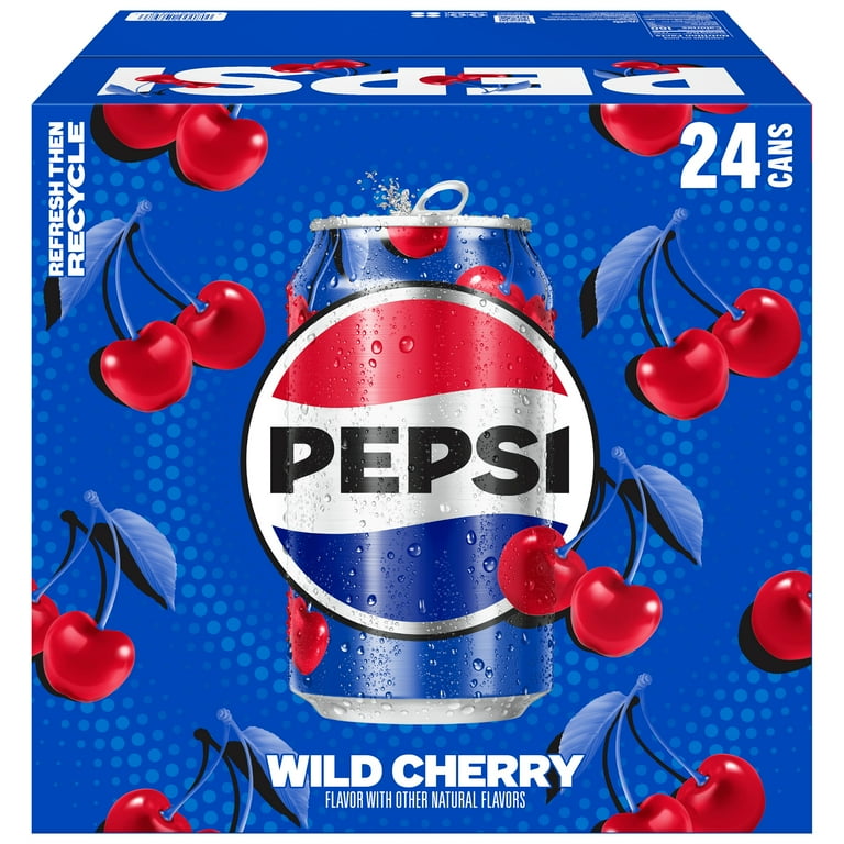 Pepsi Wild Cherry 24 Pack 12 fl oz Cans with Cherry Flavor and