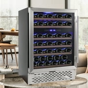 Adoolla 23.4" Dual Zone Wine Refrigerator, Built-in or Freestanding 51 Bottle Wine Fridge with Reversible Glass Door