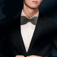 thumbnail image 3 of BAETEUY Men Bow Tie Patchwork - Color Shining Rhinestones Elastic Rope Neck Tie, 3 of 8