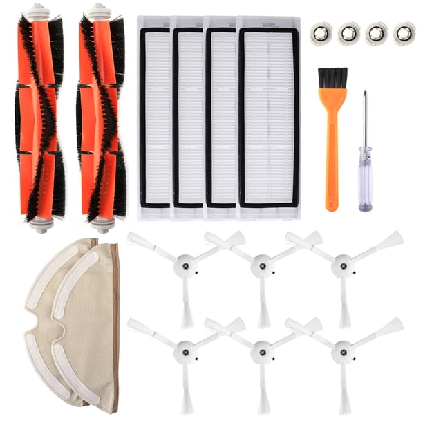 Kit de accesorios para aspiradora Xiaomi: 2 cepillos principales, 6 cepillos laterales, 4 filtros, 4 filtros de tanque, 1 peine, 1 destornillador y 2 paños de limpieza. Ideal para modelos RoboVac