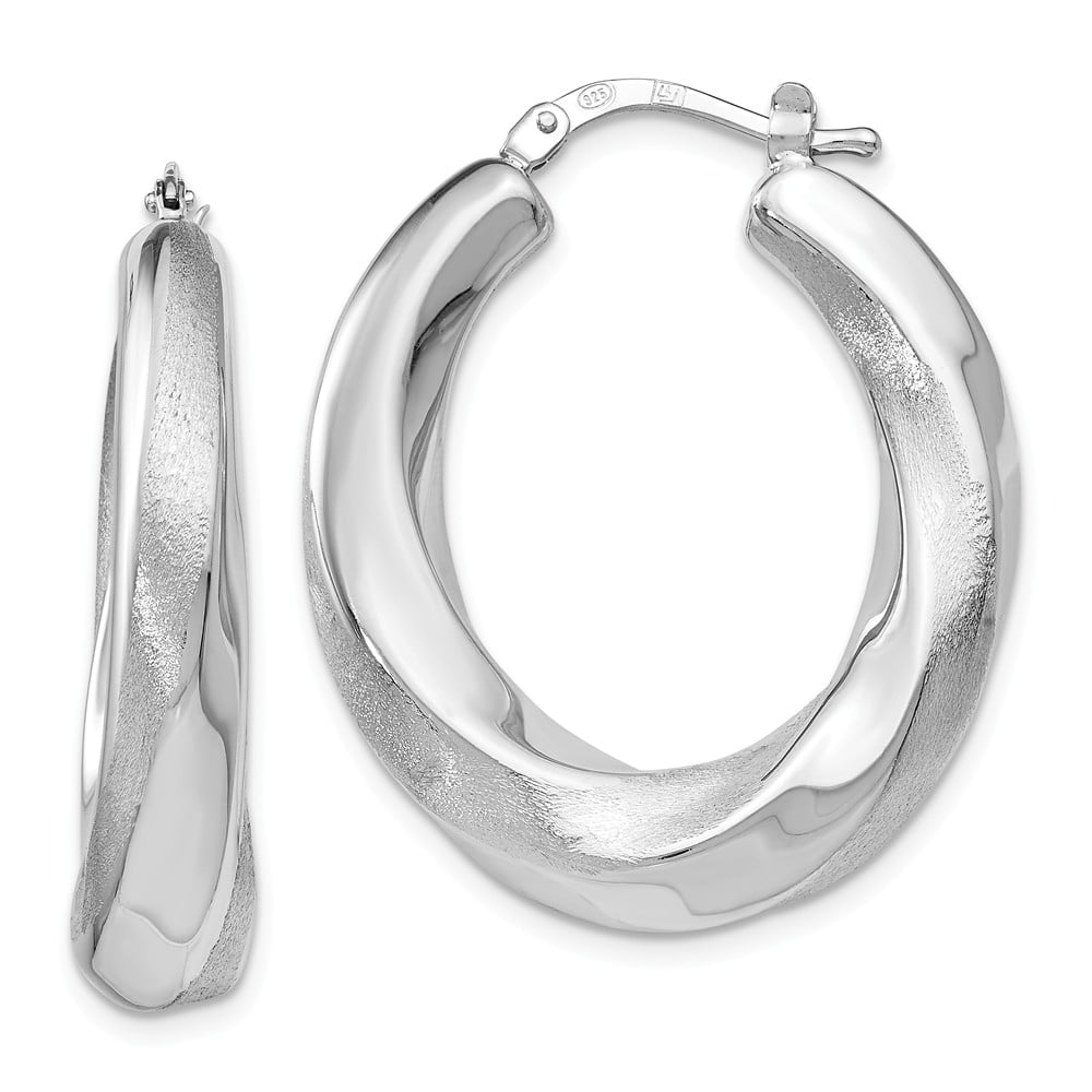 Leslie's Sterling Silver Polished and Satin Hoop Earrings